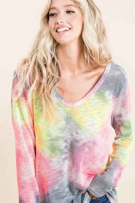 BiBi Tie Dye Print Low Gauge Knit Top 834fd8e1fd274b01b250080f4c005e64-Max-Origin