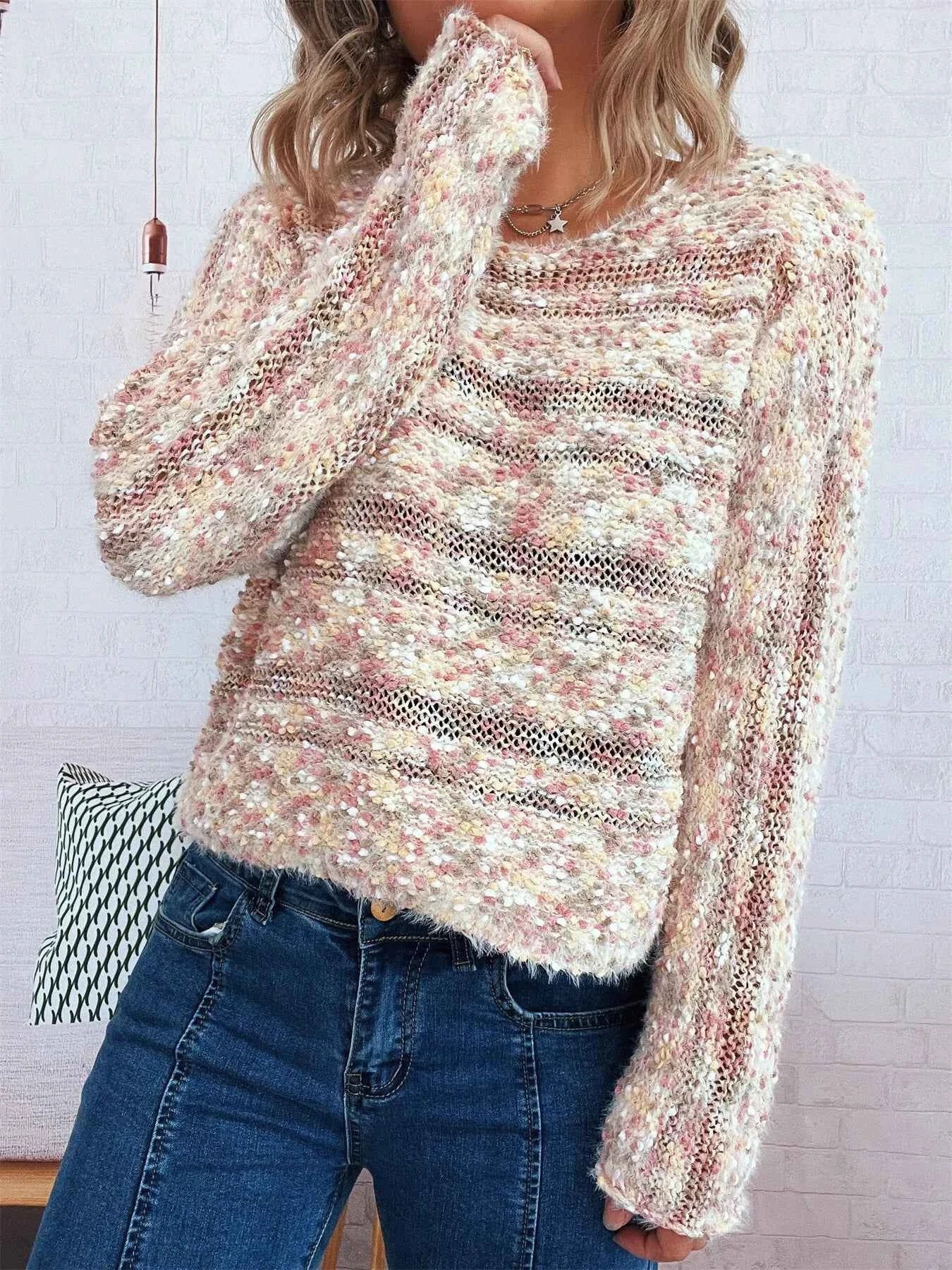 Round Neck Long Sleeve Sweater 836e35405ae84e818a96ede2e70a97ce-Max-Origin