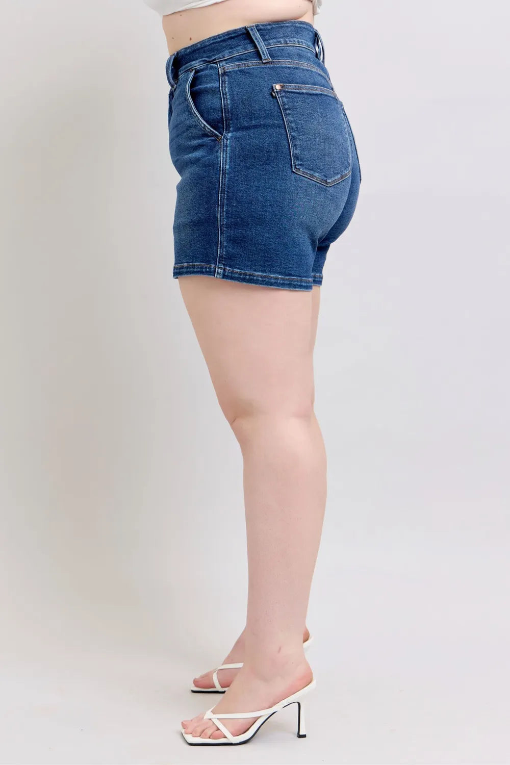 Judy Blue Full Size Double Button Waistband Denim Shorts Plus Size 8395921e-f60e-4e9f-86c7-7c312a97f2ff-Max