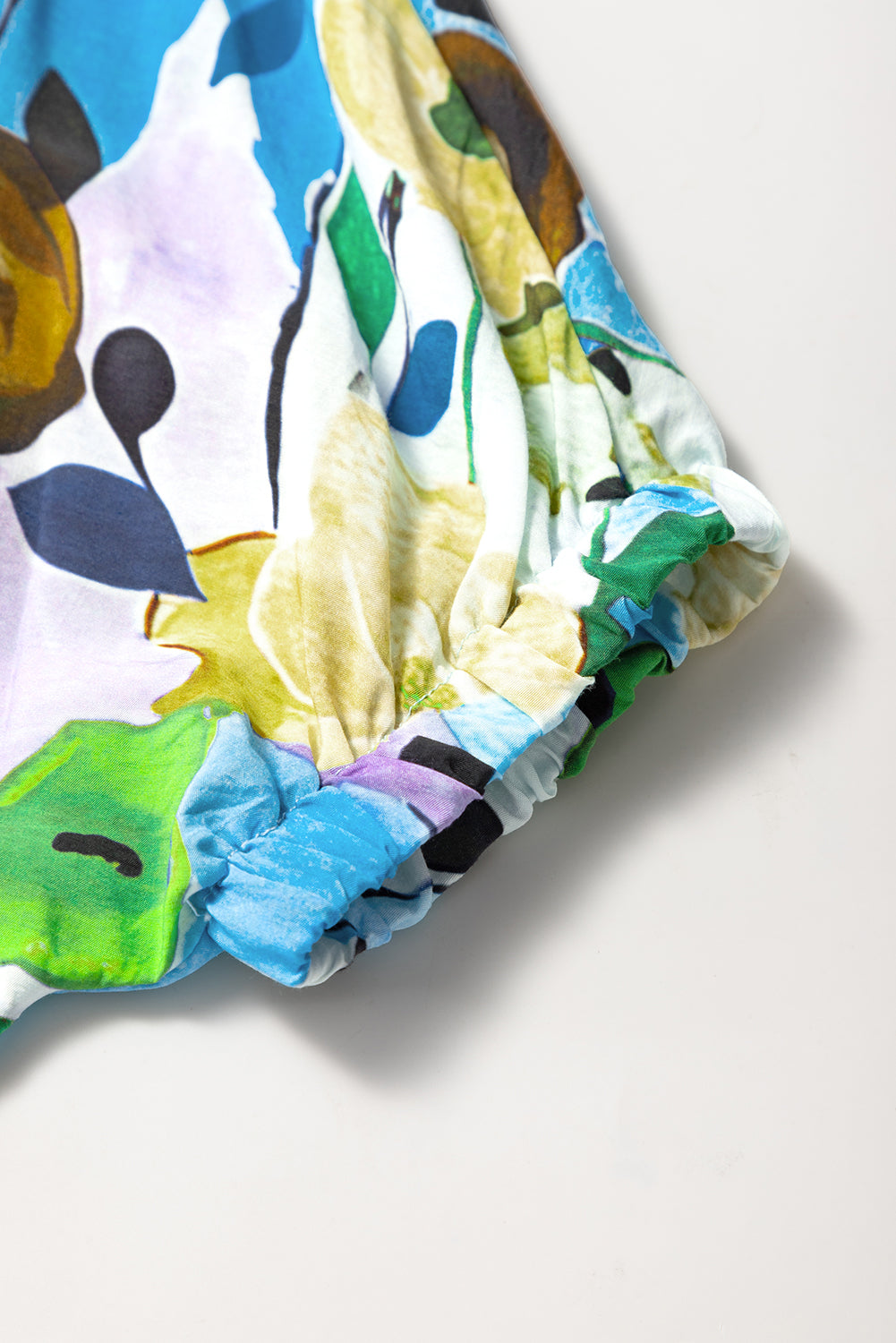 Pink Floral Print Boho Pop of Color Neckline Blouse 83dd00e738167a6b