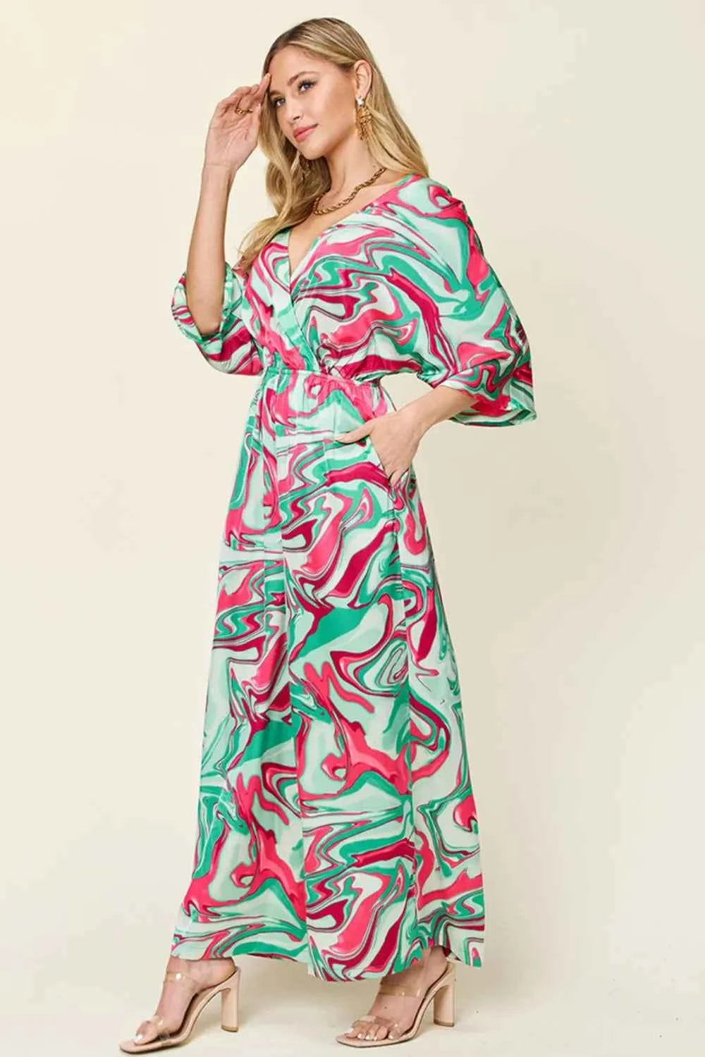 Double Take Full Size Half Sleeve Wide Leg Jumpsuit 83e0fc40-47d3-44a7-85f4-94263a3590fe-Max