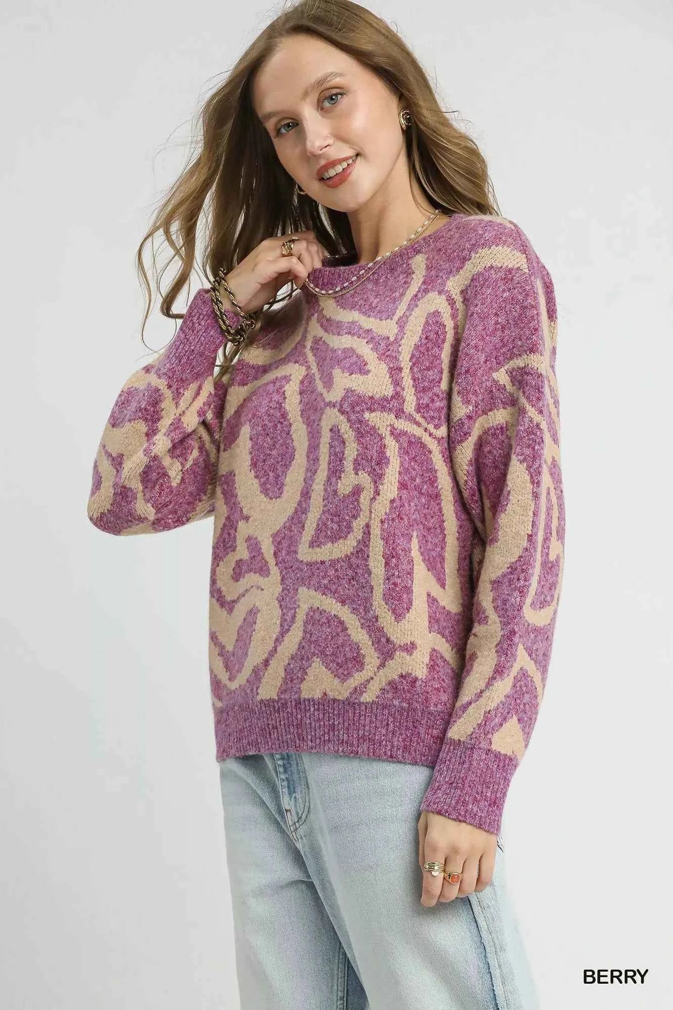 Umgee Ribbed Hem Contrast Dropped Shoulder Sweater 842ce7fa-3623-4ece-bcb4-62fa9ac0a6b9-Max-Origin