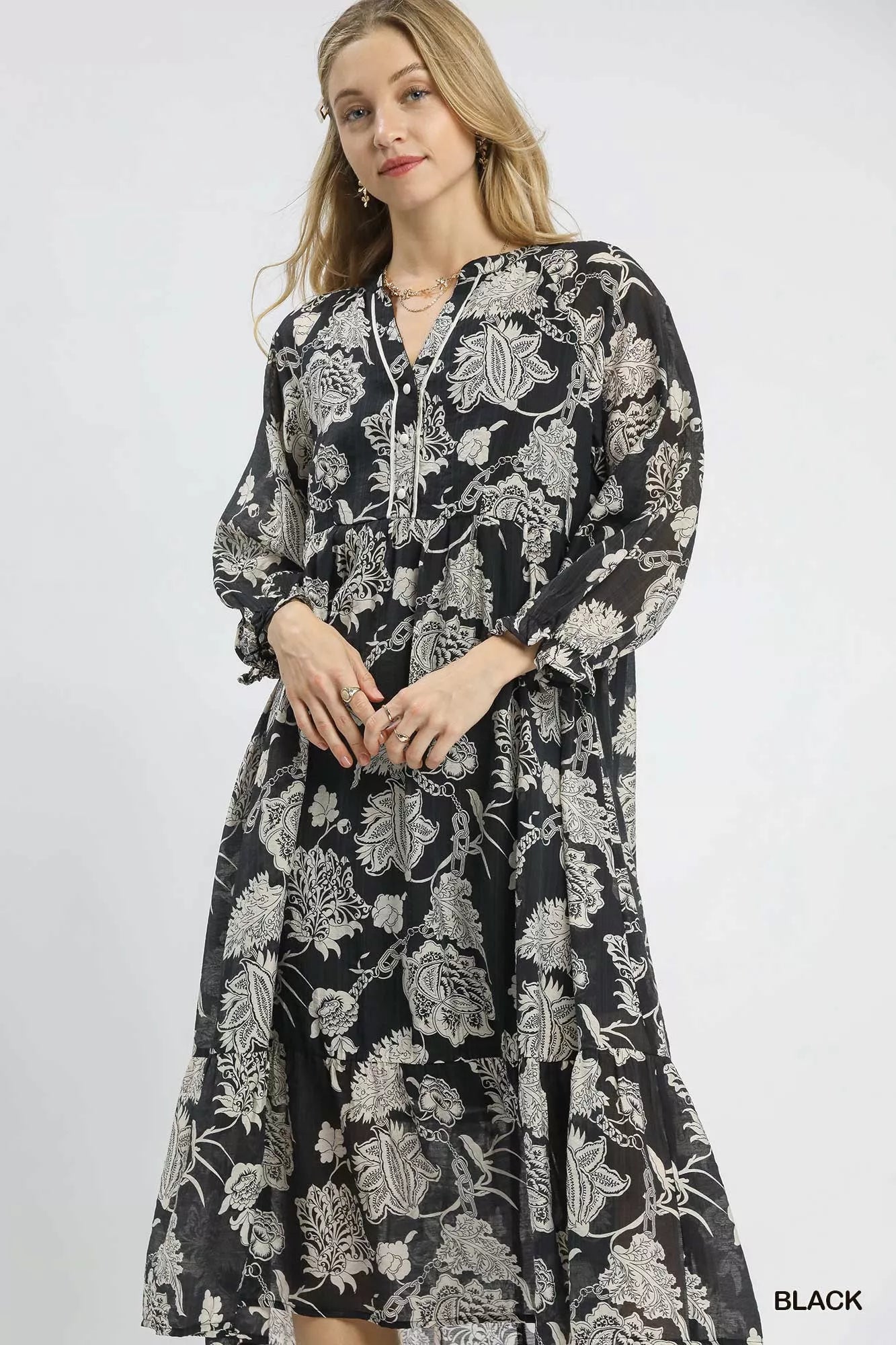 Umgee Floral Print Boho Midi Dress 843b3b48-faa5-4db3-af03-47275cb327f9-Max-Origin