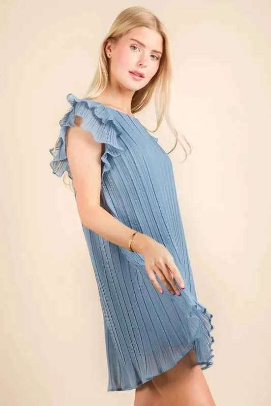 VERY J Plus Size Ruffle Sleeve Pleated Woven Mini Dress 8452ad35138c4f2f9dd5cc00b520ada1-Max-Origin
