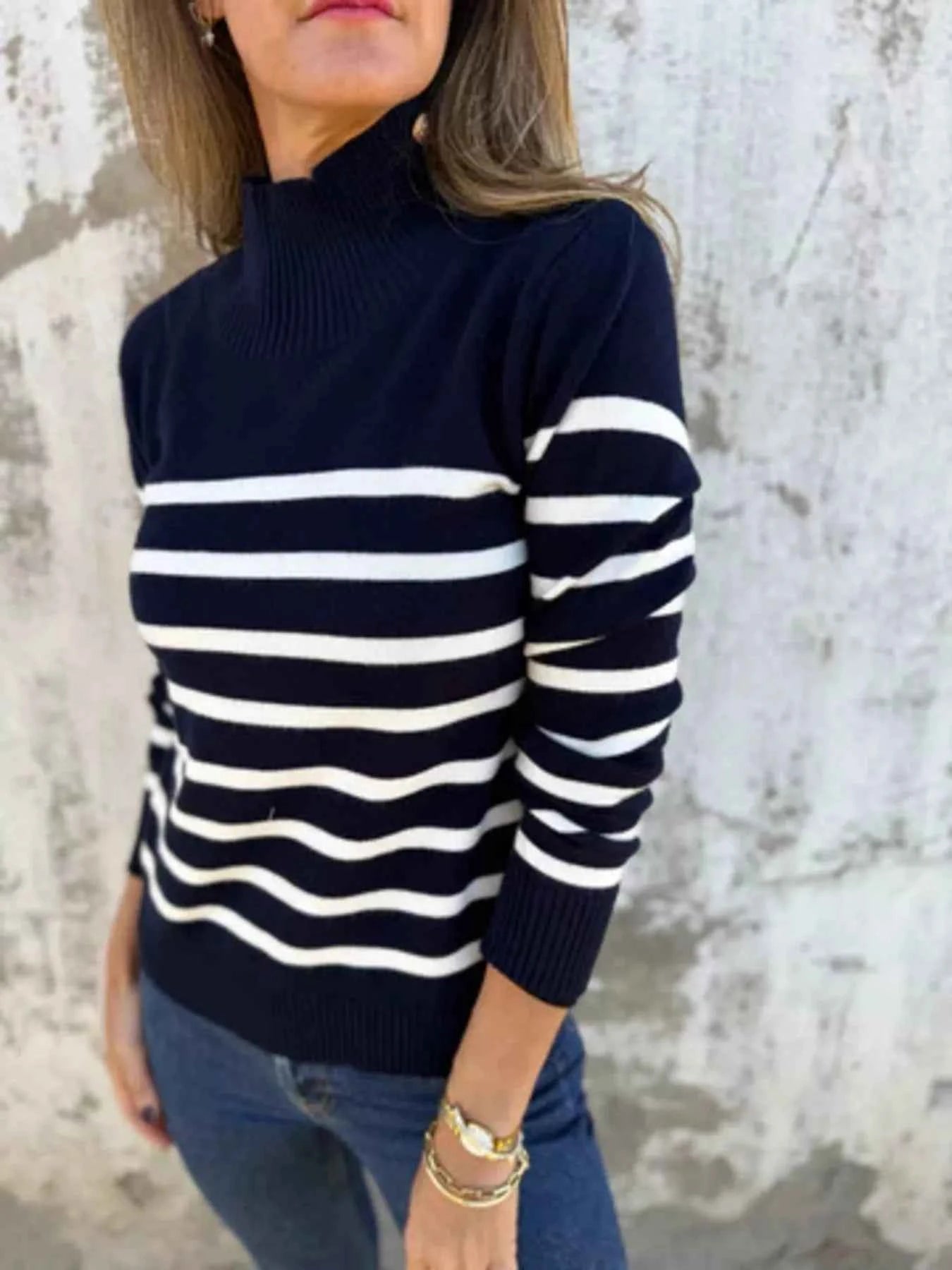 Full Size Striped Turtleneck Long Sleeve Sweater Plus Size 8497cbdfeec146d3b7f8b297513caf41-Max-Origin
