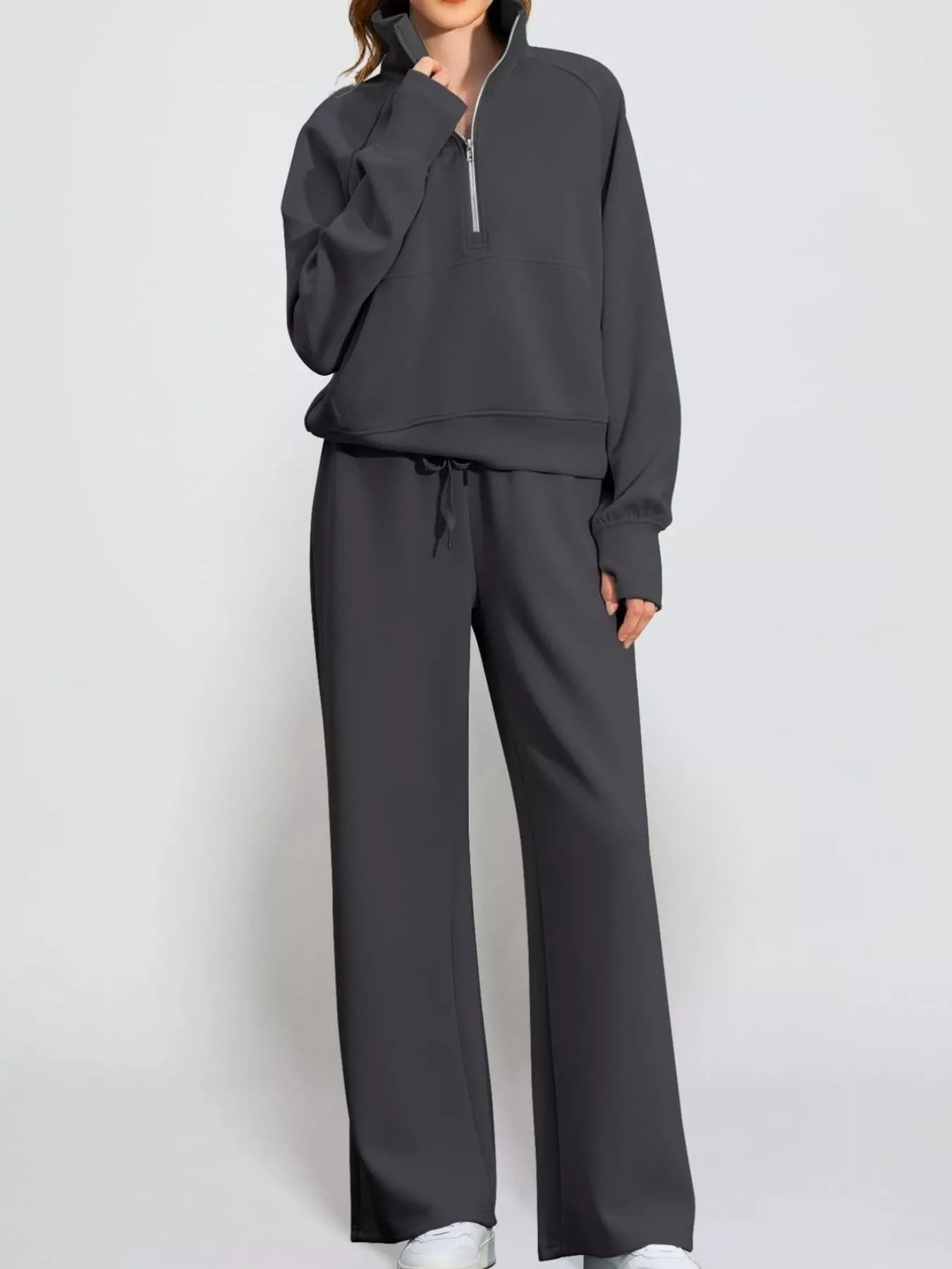 Full Size Half-Zip Sweatshirt and Wide-Leg Pants Set Plus Size Dark Gray 84a1c786-ab66-474b-988d-5905e89e0d3a-Max-Origin
