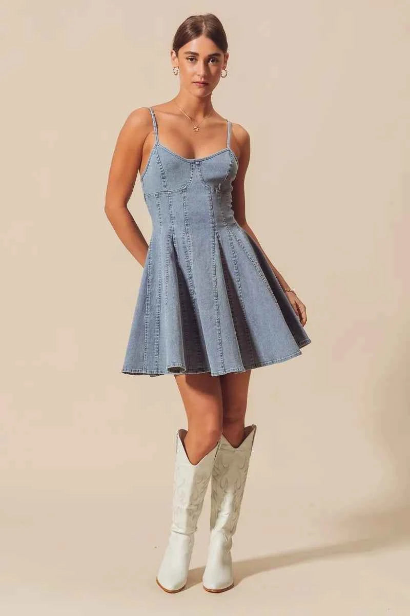 SO ME A Line Fit and Flare Denim Mini Dress 84b499377f134d4a8ddd97a228fda14d-Max-Origin