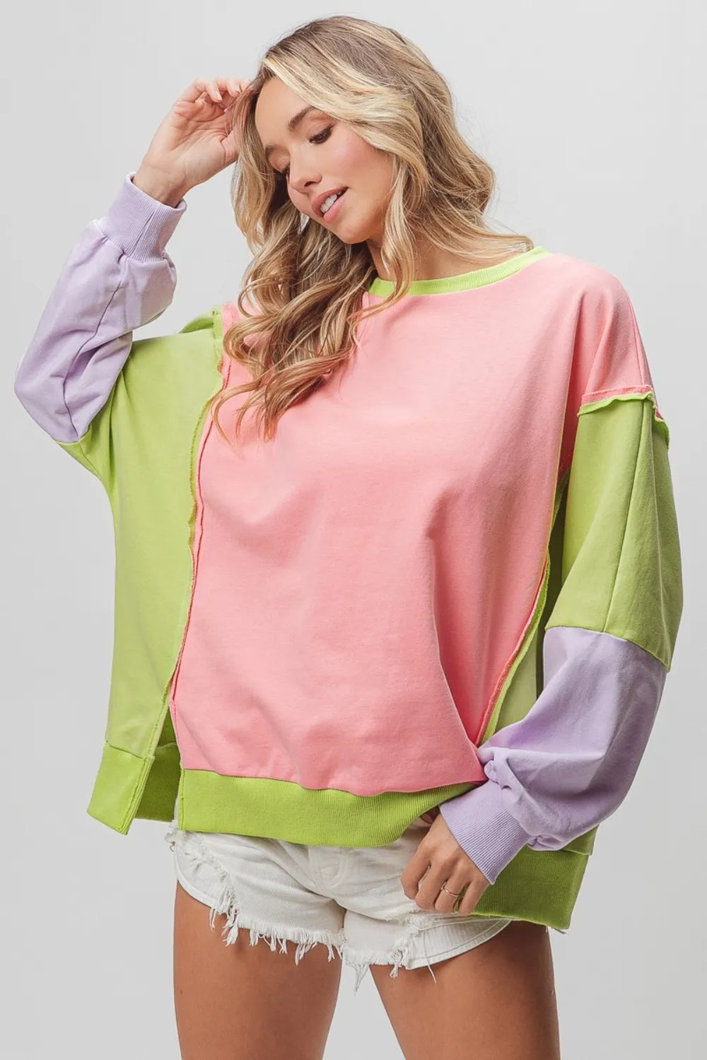 BiBi Washed Color Block Sweatshirt 84de3759-6754-403a-99f2-0dbc90c3e823-Max