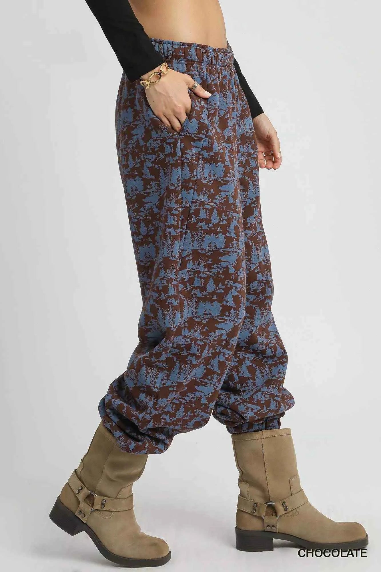 Umgee Scenic Print Casual Sweatpants 8501d154-966f-422f-b2be-485f87094f61-Max-Origin