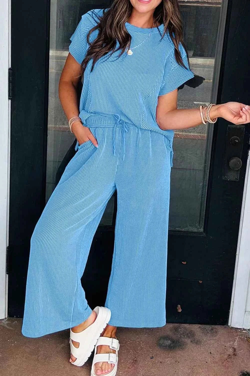 Ribbed Knit Round Neck Top and Pants Casual Set 85106f44-9a48-4728-a1e4-0beebaf7cd13-Max-Origin