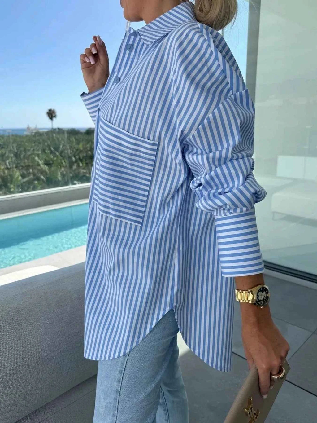 Striped Oversized Button-Down Shirt 85301897-e7fb-4345-81d8-6370f0eaa3b4-Max-Origin