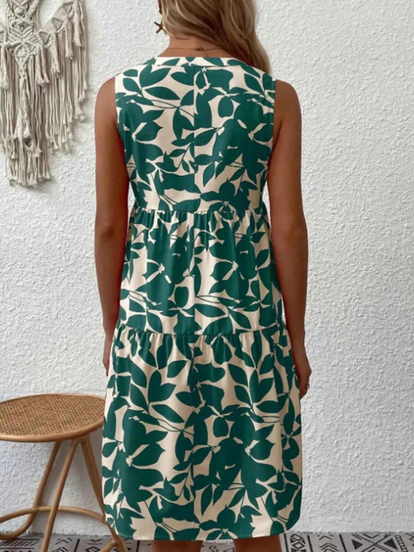 Printed V-Neck Sleeveless Mini Dress 8541d84e083e482b89b7b8fa7db8fedf-Max-Origin