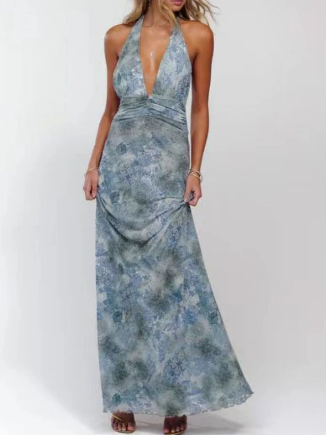 Floral Halter Neck Deep V Maxi Dress Sea blue 855c4441-df96-4b00-91bd-e79466d8815c-Max-Origin