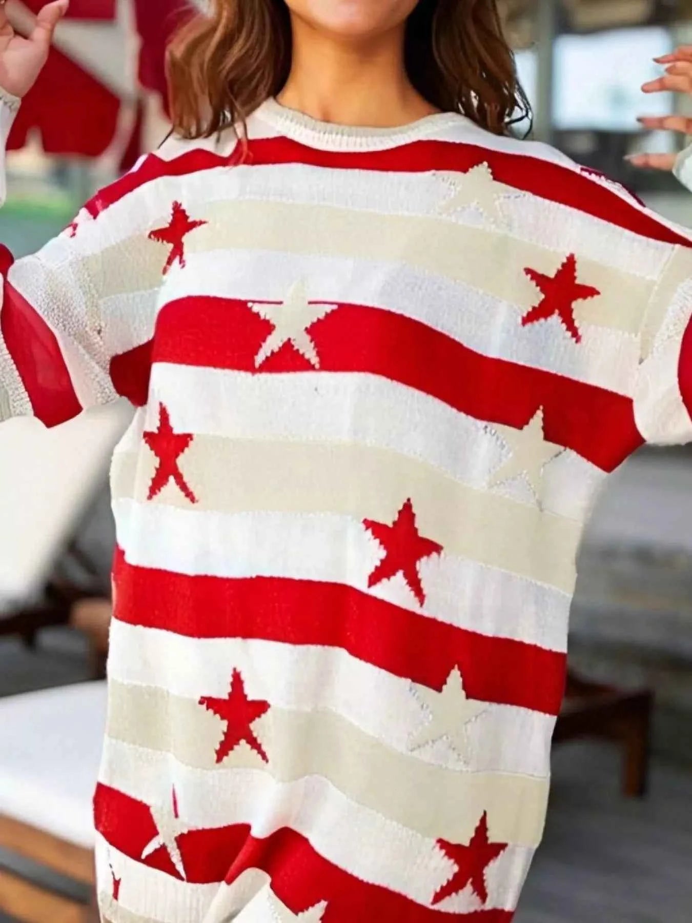 Stars and Stripes Long Sleeve Sweater Apricot 85e39e53-d513-4c07-8d2f-cd3c7b115cf5-Max-Origin