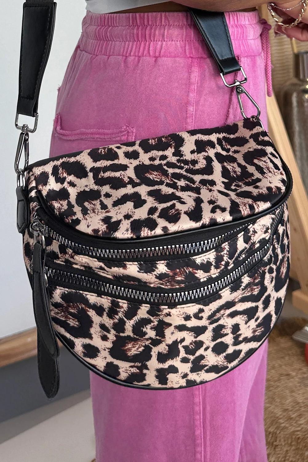 White Camouflage Print Double Zipper Crossbody Bag 85fb194ae34a8d0e