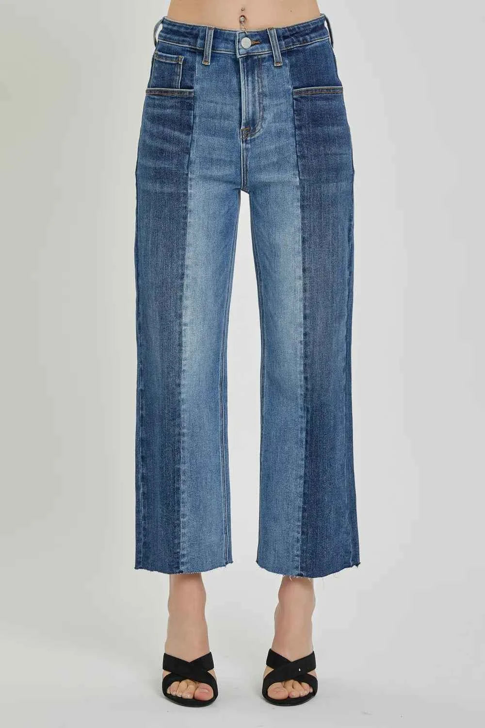 RISEN Full Size Mid-Rise Waist Two-Tones Jeans with Pockets 860f93a5-e6ff-4a42-aee7-2d06a13945c5-Max