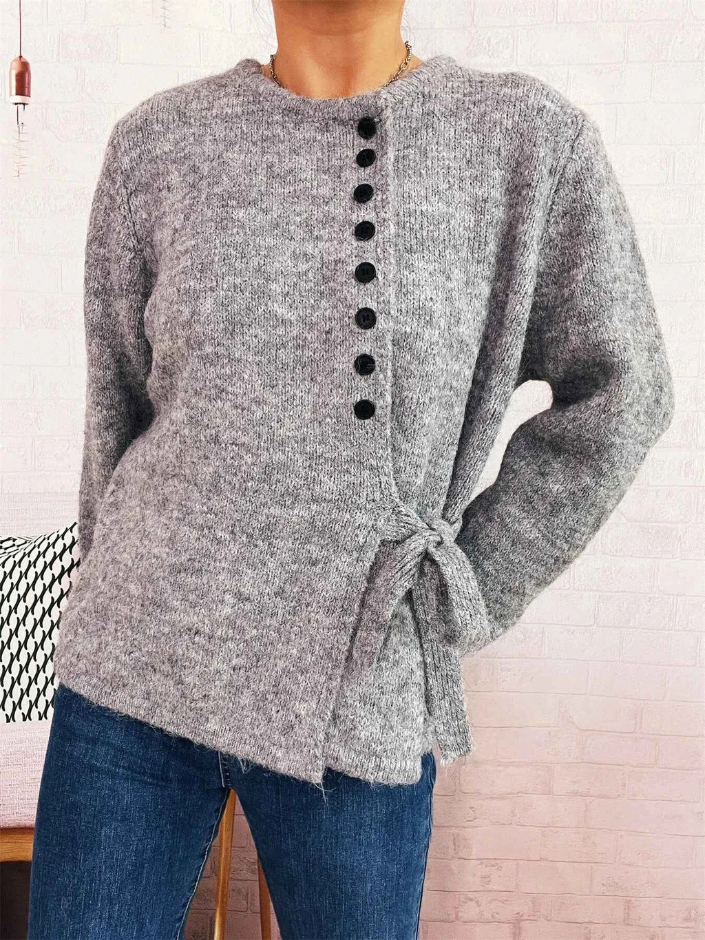 Button-Front Side-Tie Sweater 8616b12108e047fa9f118c44d671d149-Max-Origin