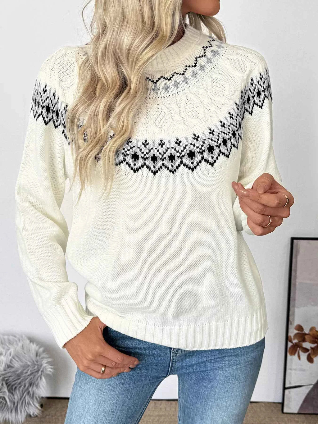 Fair Isle Pattern Crew Neck Sweater 862960ce0a6c4eab845081f0c4bcb1ea-Max-Origin