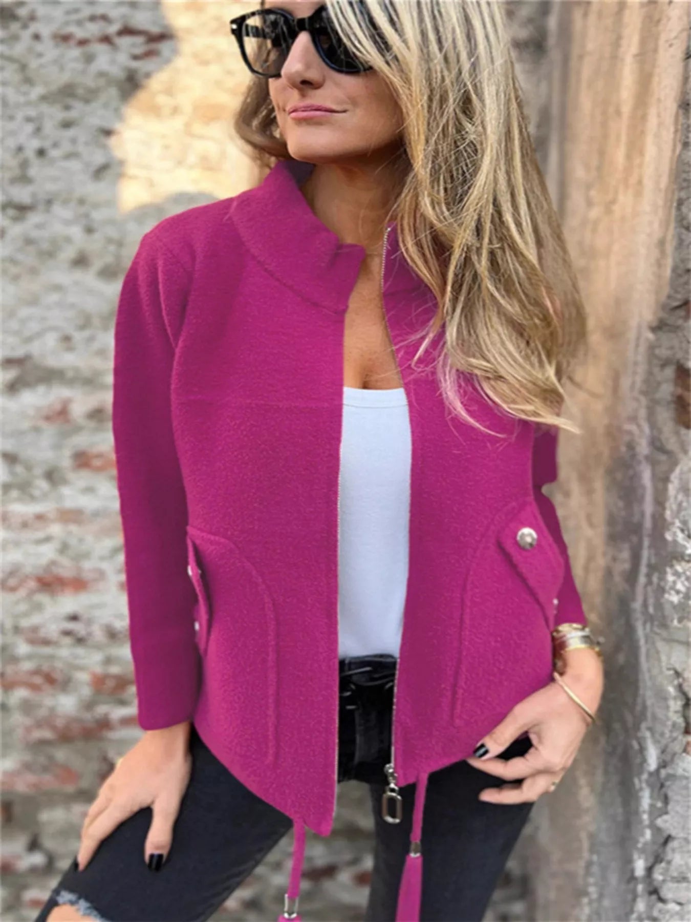 Full Size Zip-Up Long Sleeve Outerwear Plus Size Hot Pink 863e30e8dda94497b7f6c3939cd24b52-Max-Origin