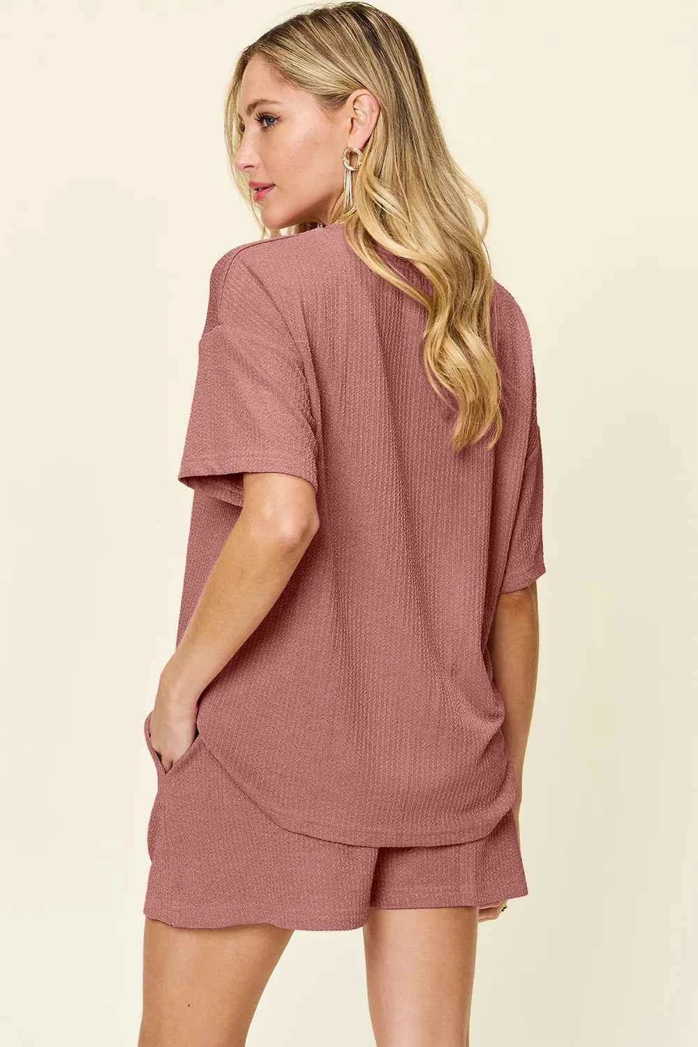 Double Take Full Size Round Neck Short Sleeve T-Shirt and Shorts Set 86850842-1e01-4f1b-871e-b4d4f396bba1-Max