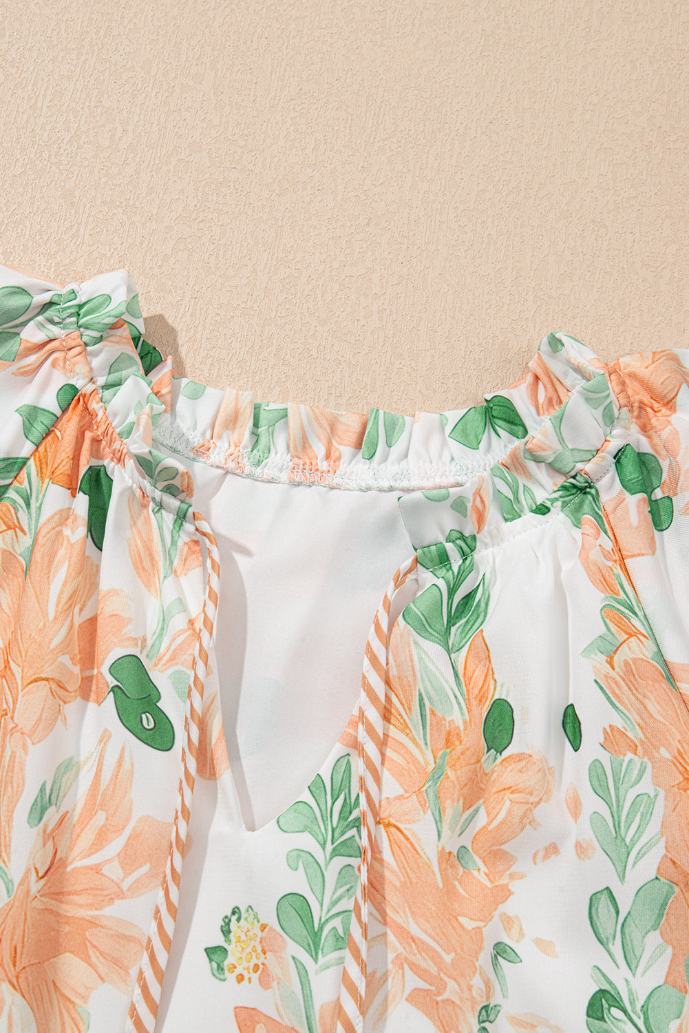 Sky Blue Floral Contrast Edge Ruffle Sleeve Tie Neck Mini Dress 868775a2e1d34529