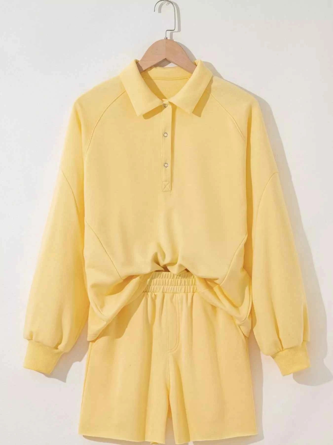 Button Collar Drop Shoulder Top and Shorts 2pcs Set 868ee041-26a1-4c02-9f7c-c7f6e4c06228-Max-Origin