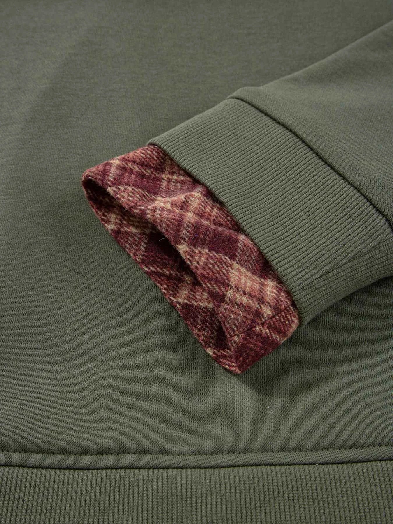 Plaid Patchwork Drop Shoulder Sweatshirt 86b24fb1378148e69f46844449723c6e-Max-Origin