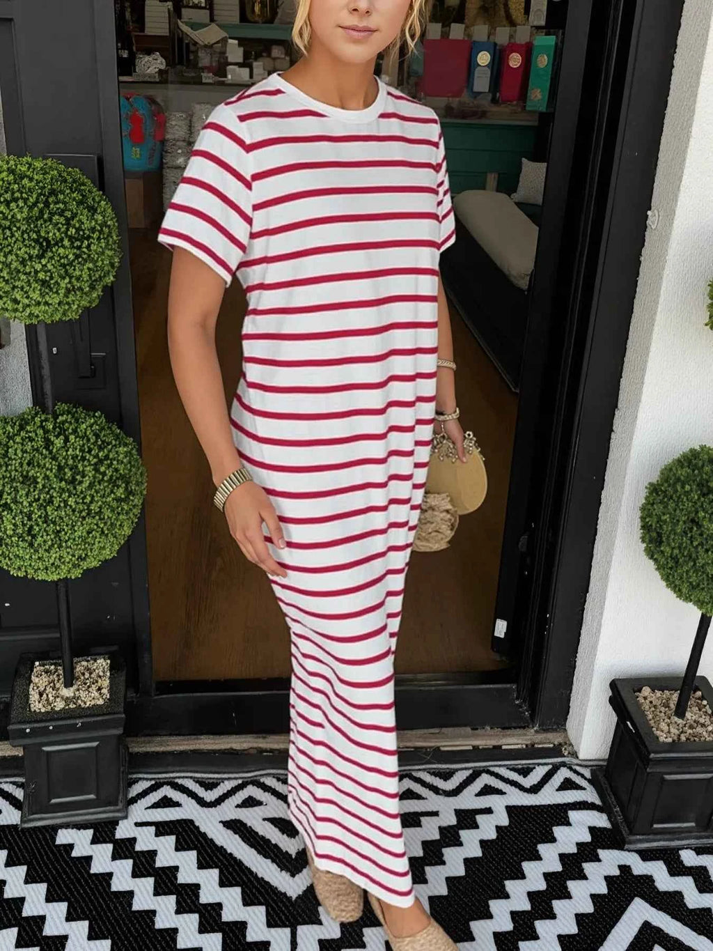 Plus Size Striped Maxi Dress with Side Slit - Full Size T-Shirt Style 86b8d0b5-43e1-4164-8fb0-cf93c258f231-Max-Origin