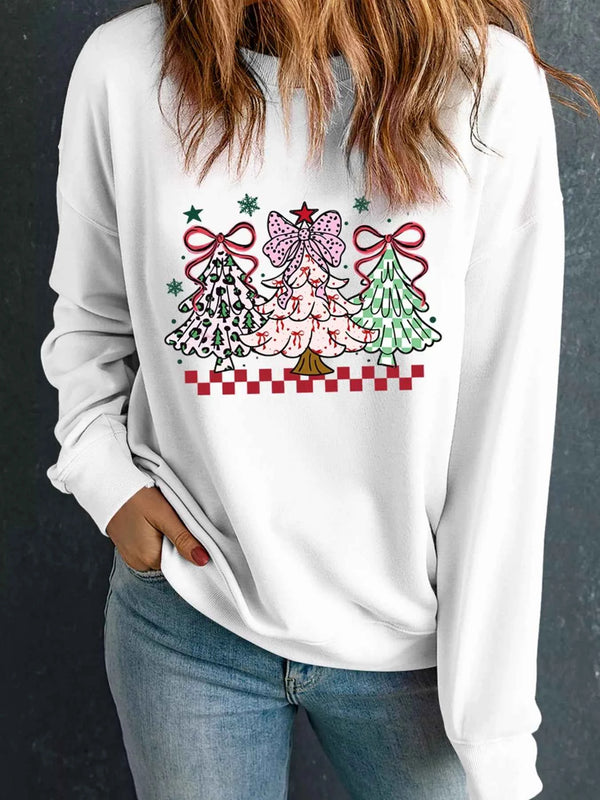 Christmas Tree Graphic Customized Holiday Sweatshirt White 86c6da7fc61b4ae4a4646052caedf07a-Max-Origin