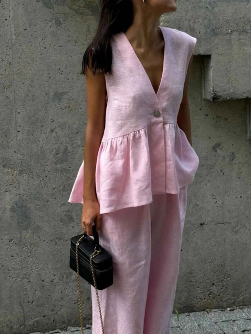 One Button Peplum Top and Pants Set 86e1e534-546a-4505-8d07-4002d4fa2748-Max-Origin