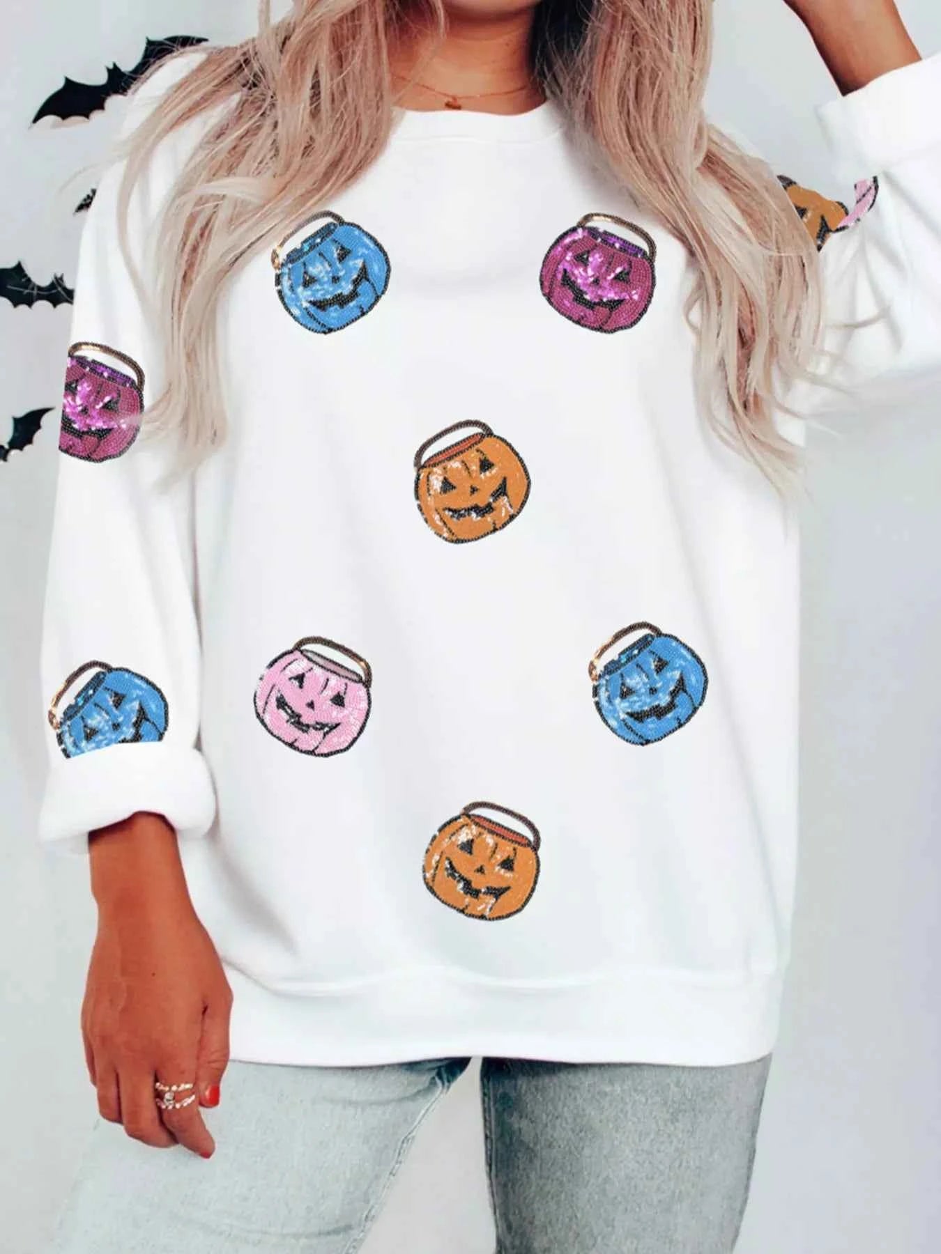 Halloween Pumpkin Lantern Sequin Patched Sweatshirt 86fbbb9afd784b0d97e147f1a01b015a-Max-Origin