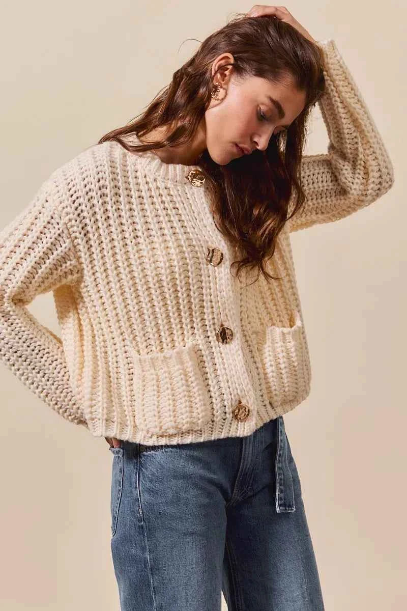 SO ME Metal Button Long Sleeve Chunky Sweater Cardigan 86fbfd177607447cbb16f5acfea984aa-Max-Origin