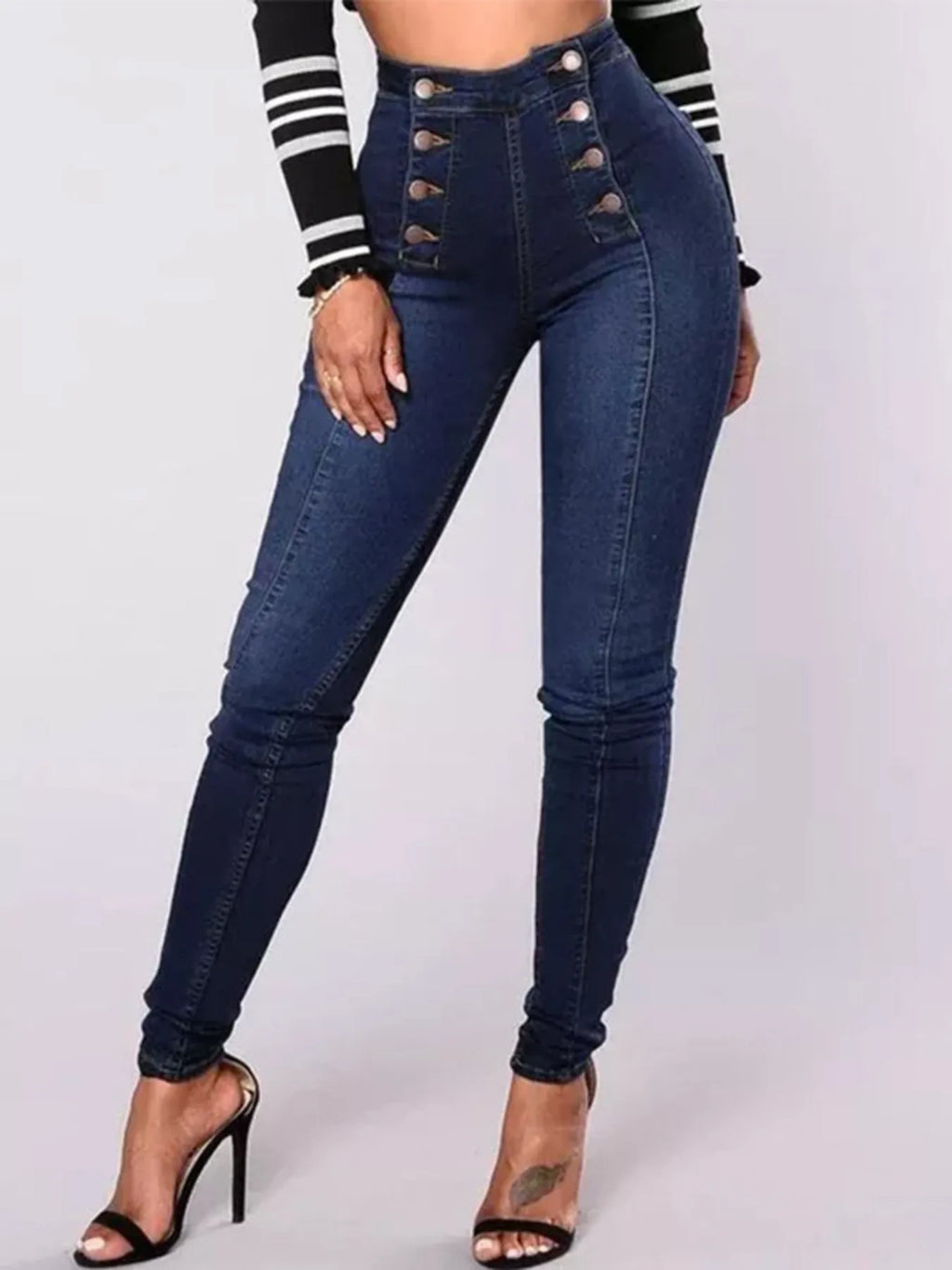 Full Size High-Waisted Double-Breasted Skinny Jeans Plus Size Dark Blue 86fd6f422fb547d5b6f494a11e8de6de-Max-Origin