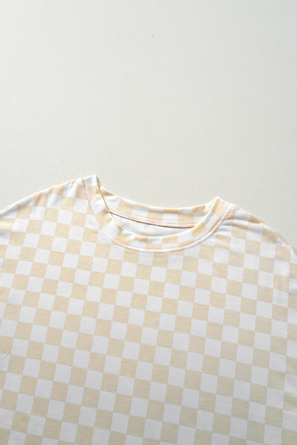 Beige Checkered Print Long Sleeve Loose Fit Pajama Set 871ad69aba9c1e75