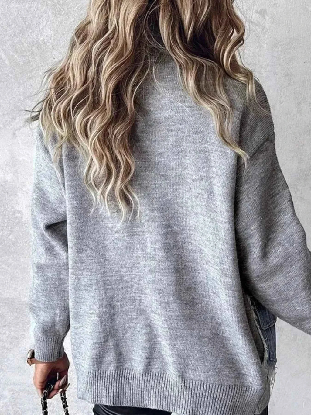 Raw Hem Denim Pocket Patchwork Cardigan 875973b51cd84cbaa8d3873a224f9914-Max-Origin