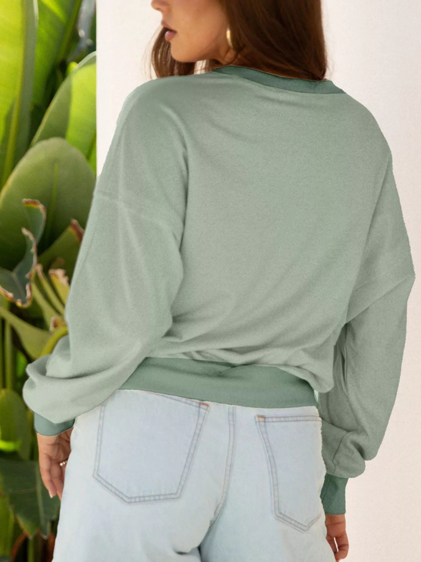 Raw Edge Flower Patch Drop Shoulder Casual Top 876310bc-bd24-450a-a80a-f9111059adb1-Max-Origin