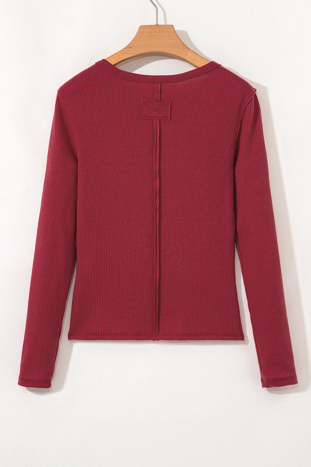 Red Dahlia Ribbed Exposed Seam Button Front Cardigan