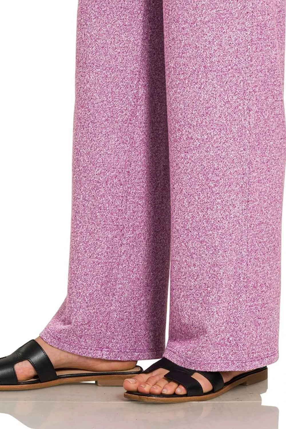 Zenana Soft Melange Short Sleeve Tee & Long Pants Set 87a74870-6e2e-446a-9f0c-2b1b657935d8-Max-Origin