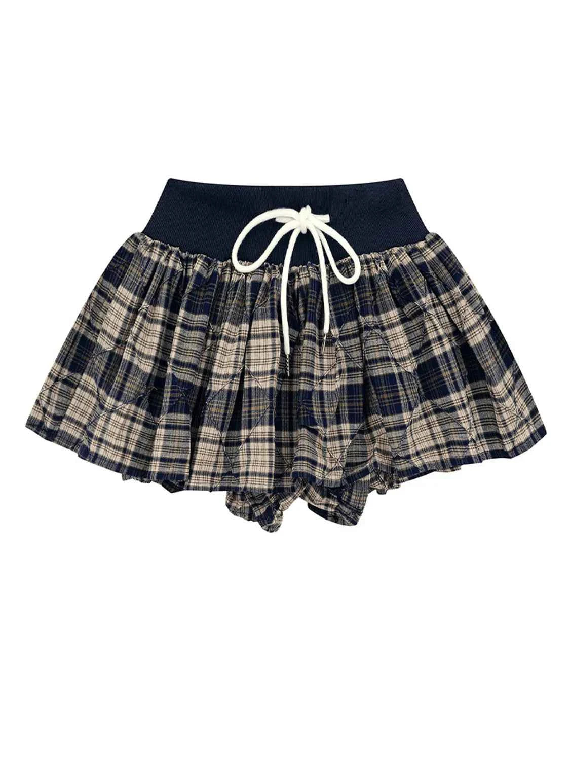 Drawstring Plaid Skort Black 87ae2257-44ee-4663-9d8f-e7c39ab5a6c4-Max-Origin
