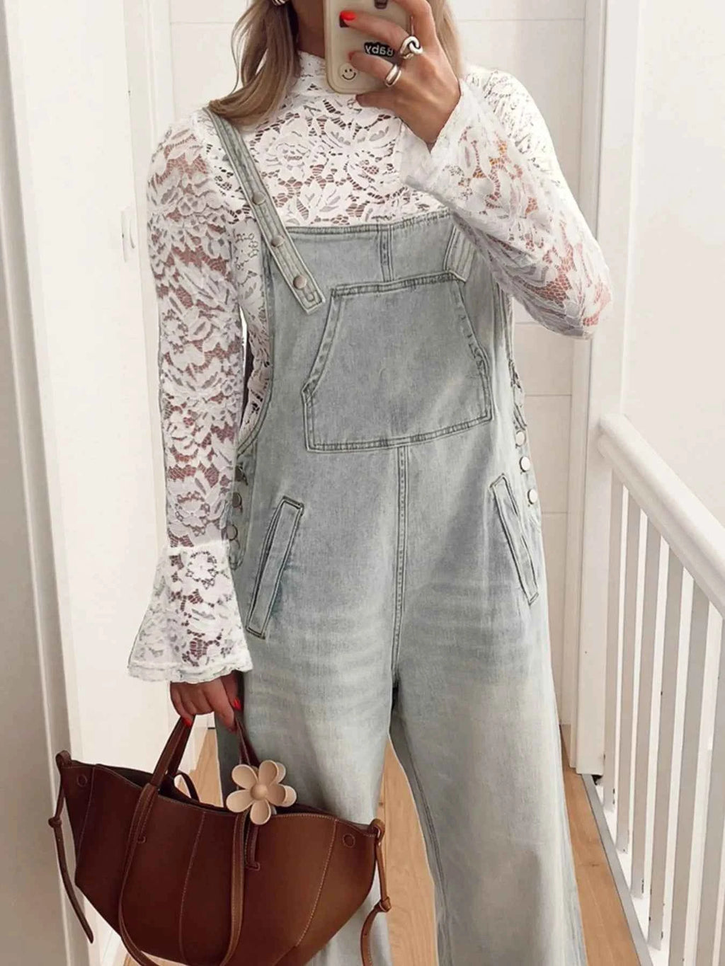 Lace Crochet Bell Sleeve Mock Neck Blouse 87f2b4ce-8738-491d-95a2-431e7f8c7197-Max-Origin