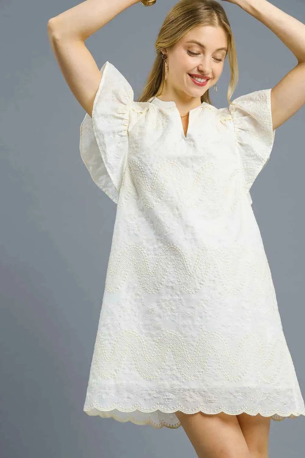 Umgee Scalloped Hem Embroidered Mini Dress White 88183f24-d3ad-4081-9b87-c2a35ea87bb4-Max-Origin