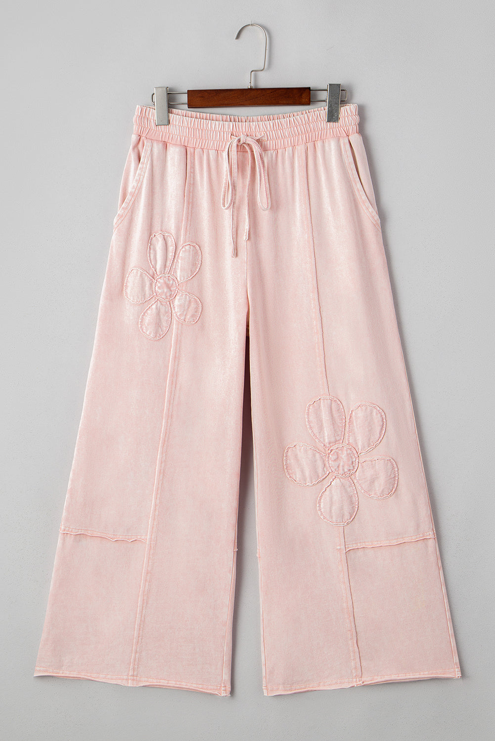Pink Flower Patch Mineral Washed Cropped Wide Leg Pants 8820b9eac49bbc38