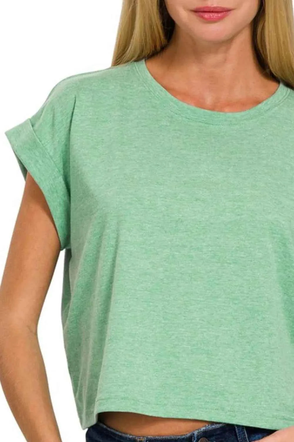 Zenana Rolled Sleeve Crop T-Shirt 882c8a39-385a-4622-88c1-10ac71d19c9c-Max-Origin