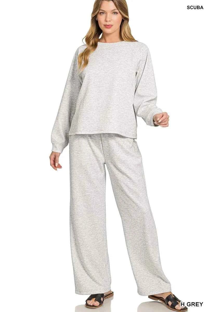 Zenana Scuba Crewneck Sweatshirt and Pants Set H GREY 8840df99f820490aa01db05398142d85-Max-Origin
