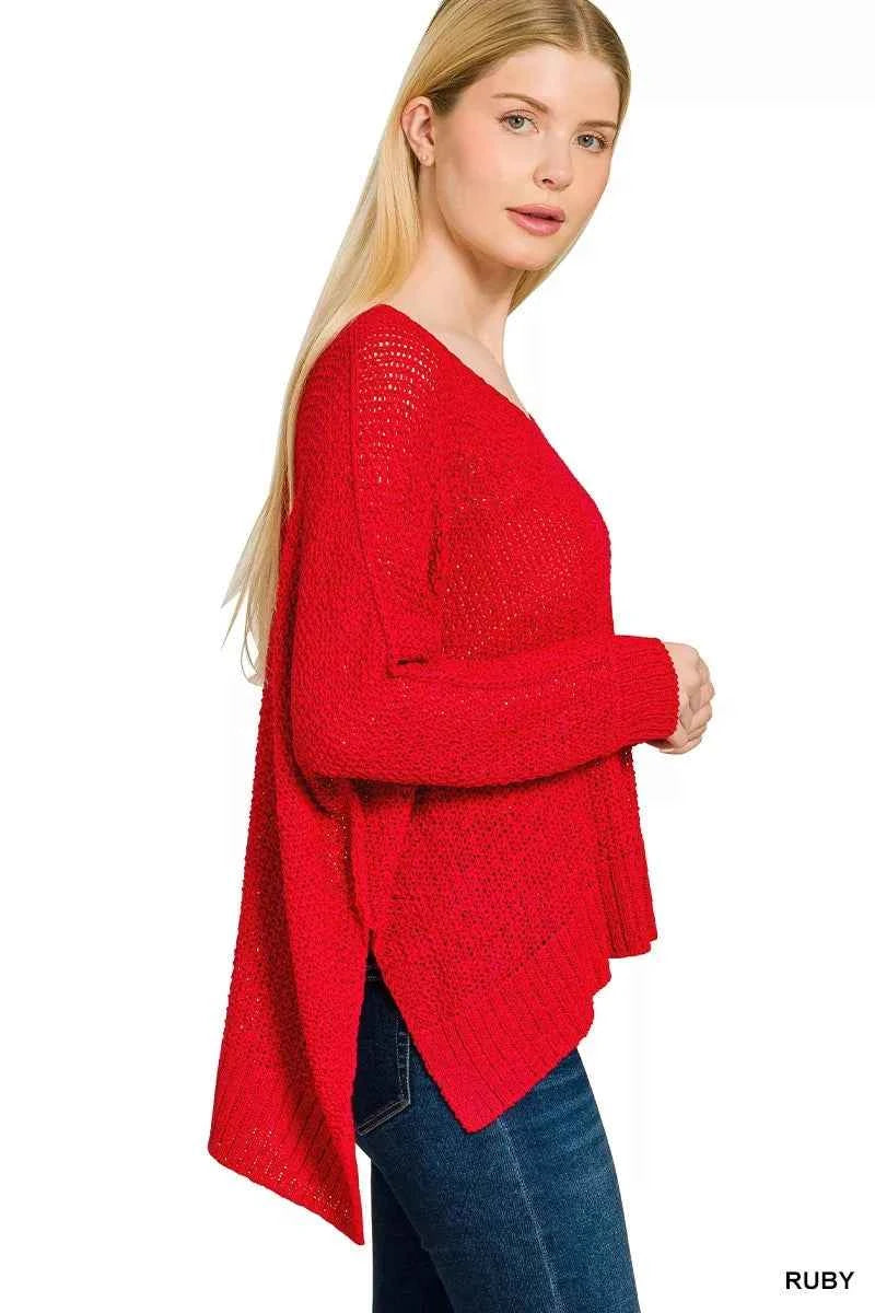 Zenana Dolman Sleeve V-Neck Sweater 8849617a8c0a407896944d307372b241-Max-Origin