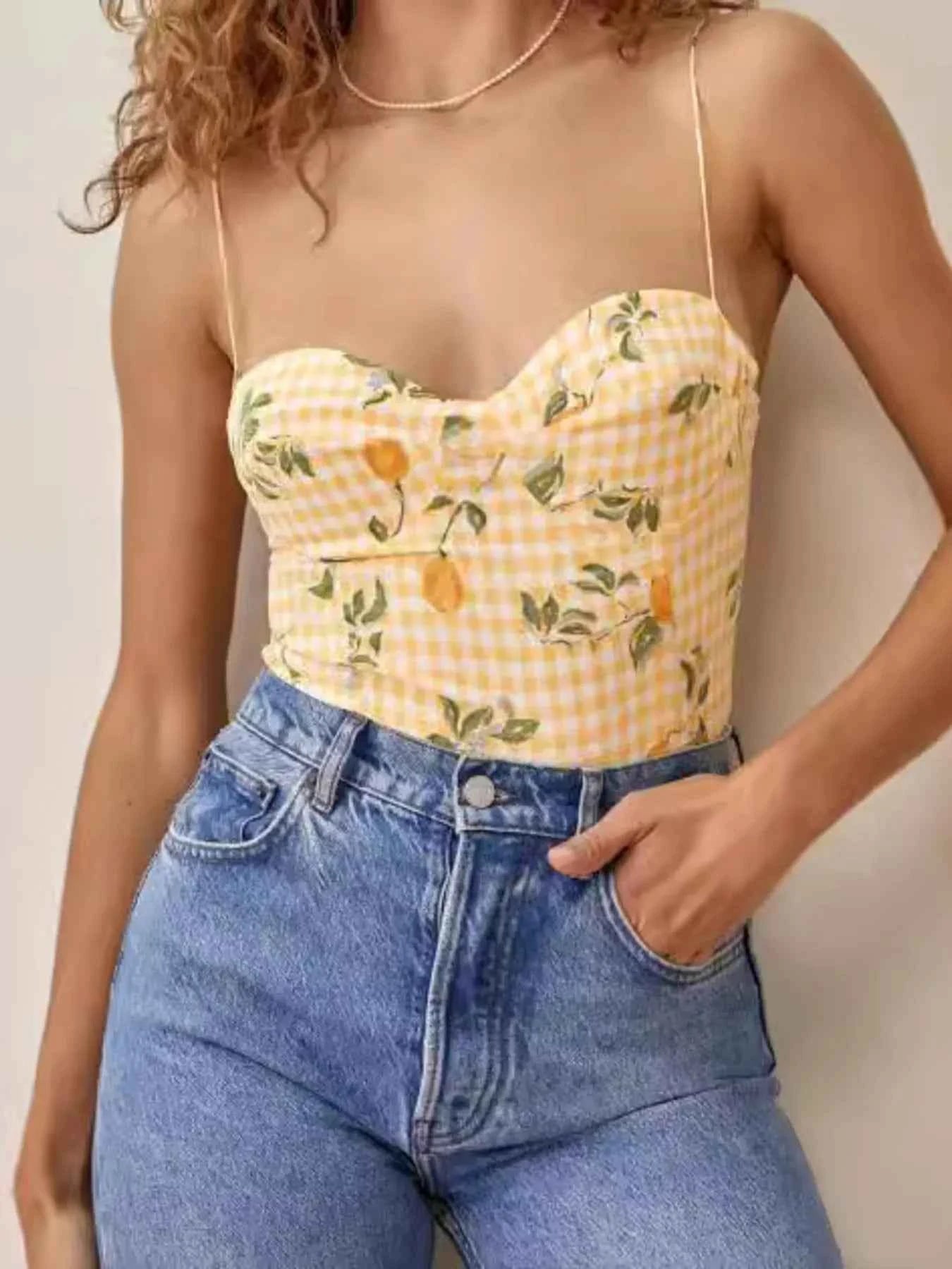 Printed Smocked Cami Top Pastel Yellow 8859c6a153b54cb8afc52f9cc73e9288-Max-Origin