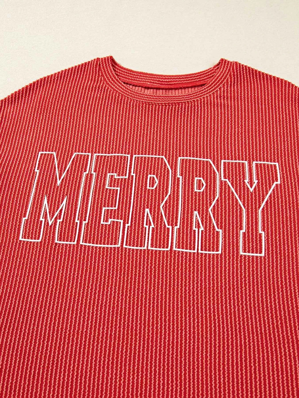 Merry Twisted Rib Christmas Loose Long Sleeve Top 887033157305487fadf91ce3e56fc6b2-Max-Origin