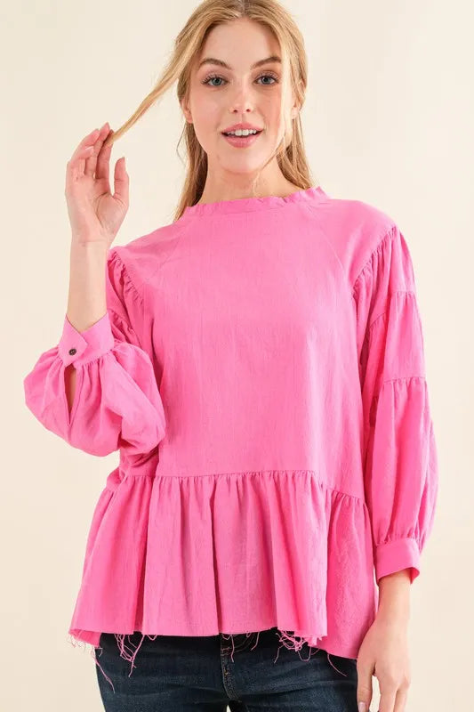 And The Why Loose Fit Tiered Raw Edge Hem Blouse Top PINK 88a4479bc02e404ea6bbd950f74f91a9-Max-Origin