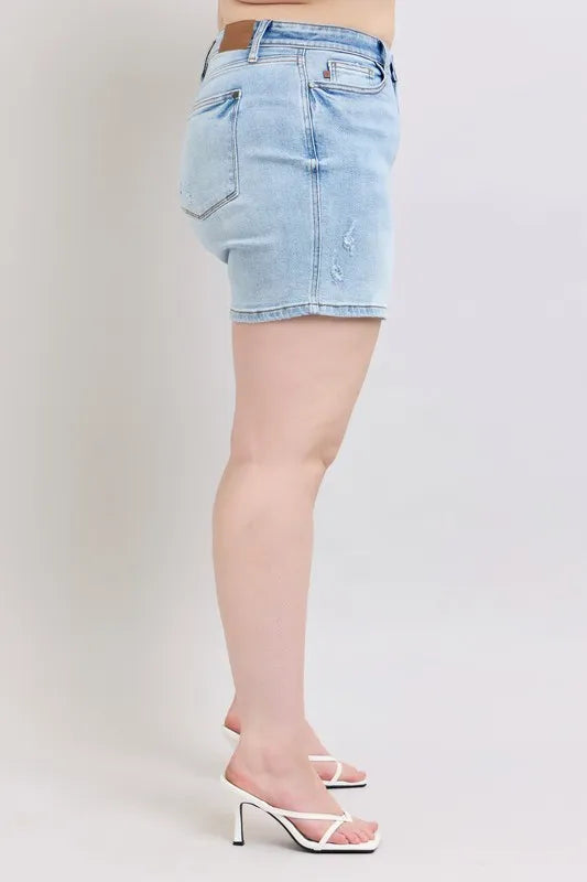 Judy Blue Full Size Mid Rise Washed Denim Shorts Plus Size 88a5306b-0541-447f-8888-8e580a407baa-Max-Origin
