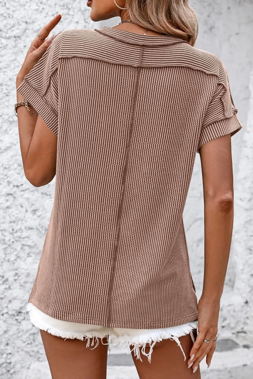 Mandy Striped Round Neck Short Sleeve T-Shirt 88bfd2c5-f061-43e7-b878-9f6bd58d7756-Max